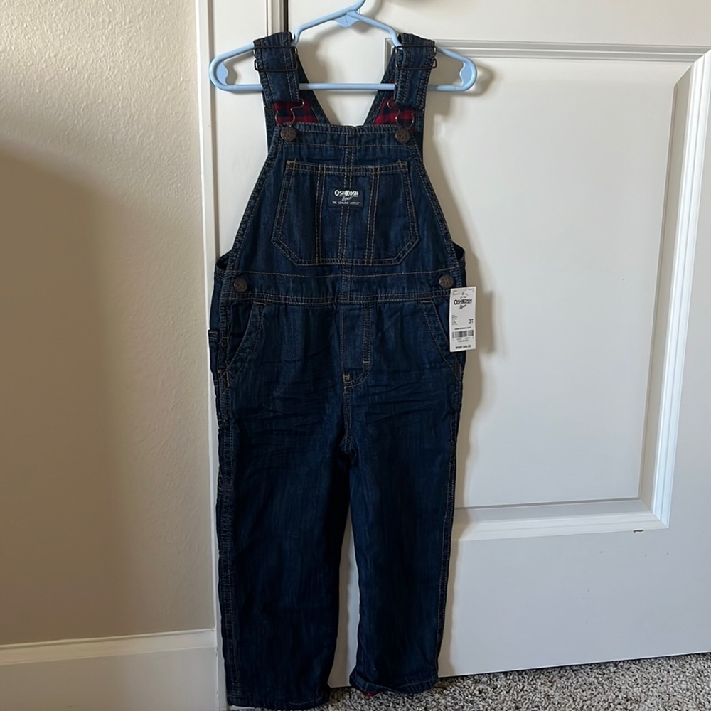 Buffalo plaid lined denim overalls NWT